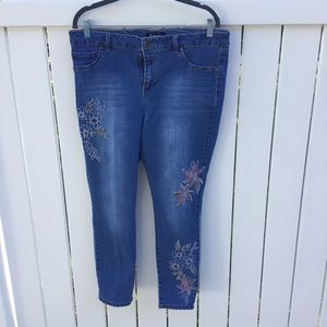 d. Jeans Size 14 Embroidered Pink & Green …